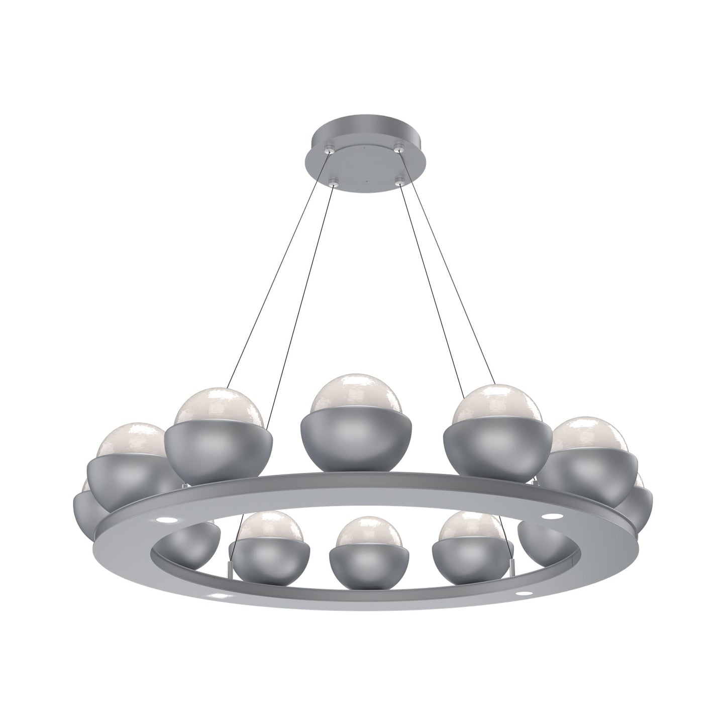 Cabochon Ring White LED Chandelier in Classic Silver/Matching Finish (36.7-Inch).