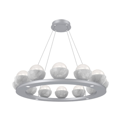 Cabochon Ring White LED Chandelier in Classic Silver/White Marble (36.7-Inch).