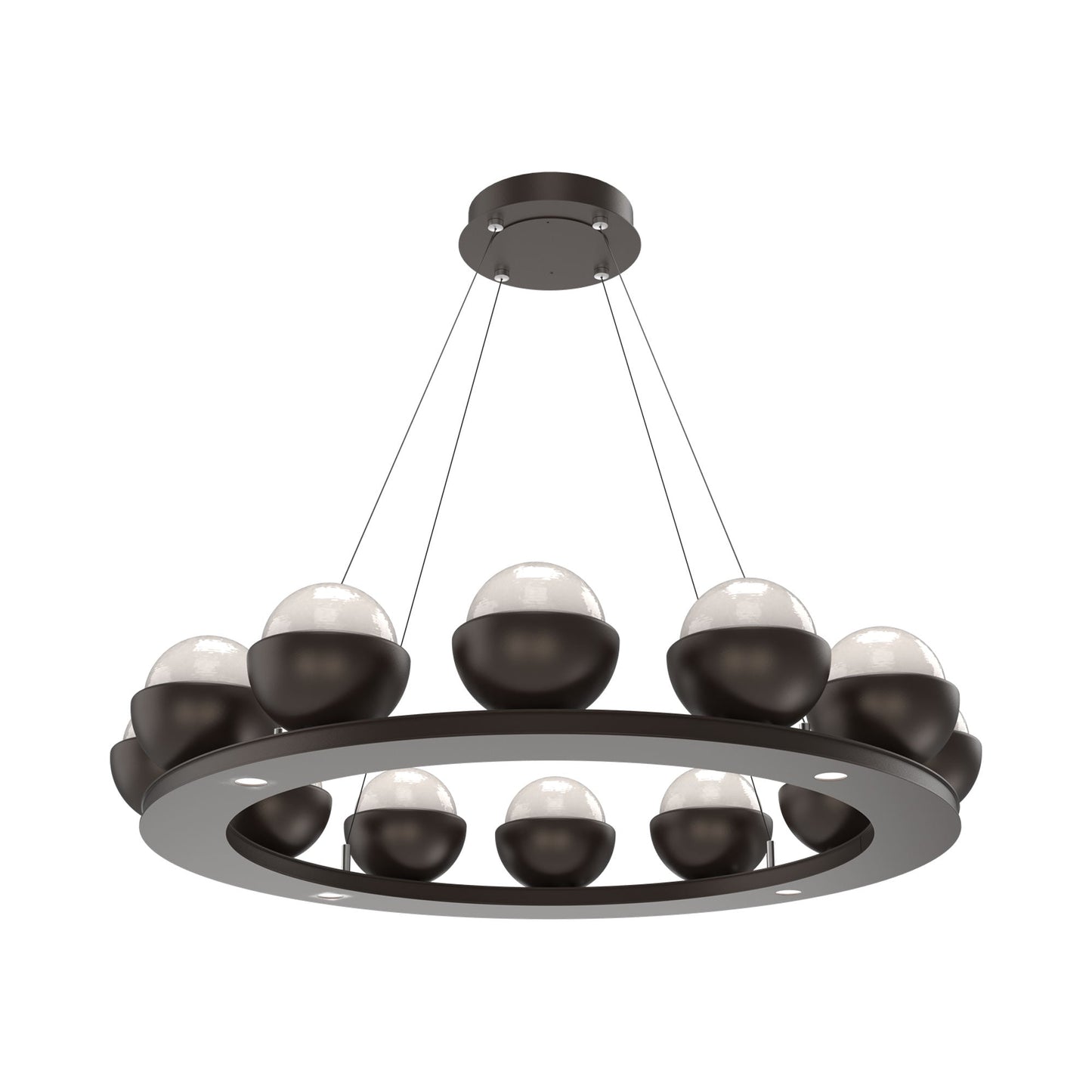 Cabochon Ring White LED Chandelier in Flat Bronze/Matching Finish (36.7-Inch).