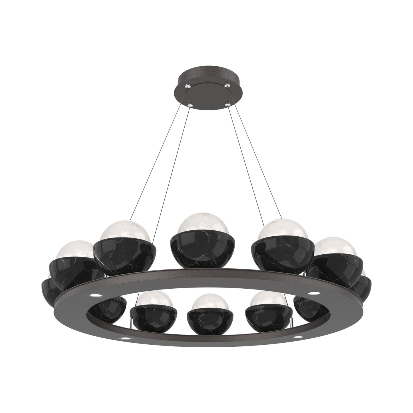 Cabochon Ring White LED Chandelier in Graphite/Black Marble (36.7-Inch).