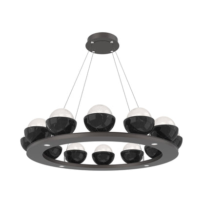 Cabochon Ring White LED Chandelier in Graphite/Black Marble (36.7-Inch).