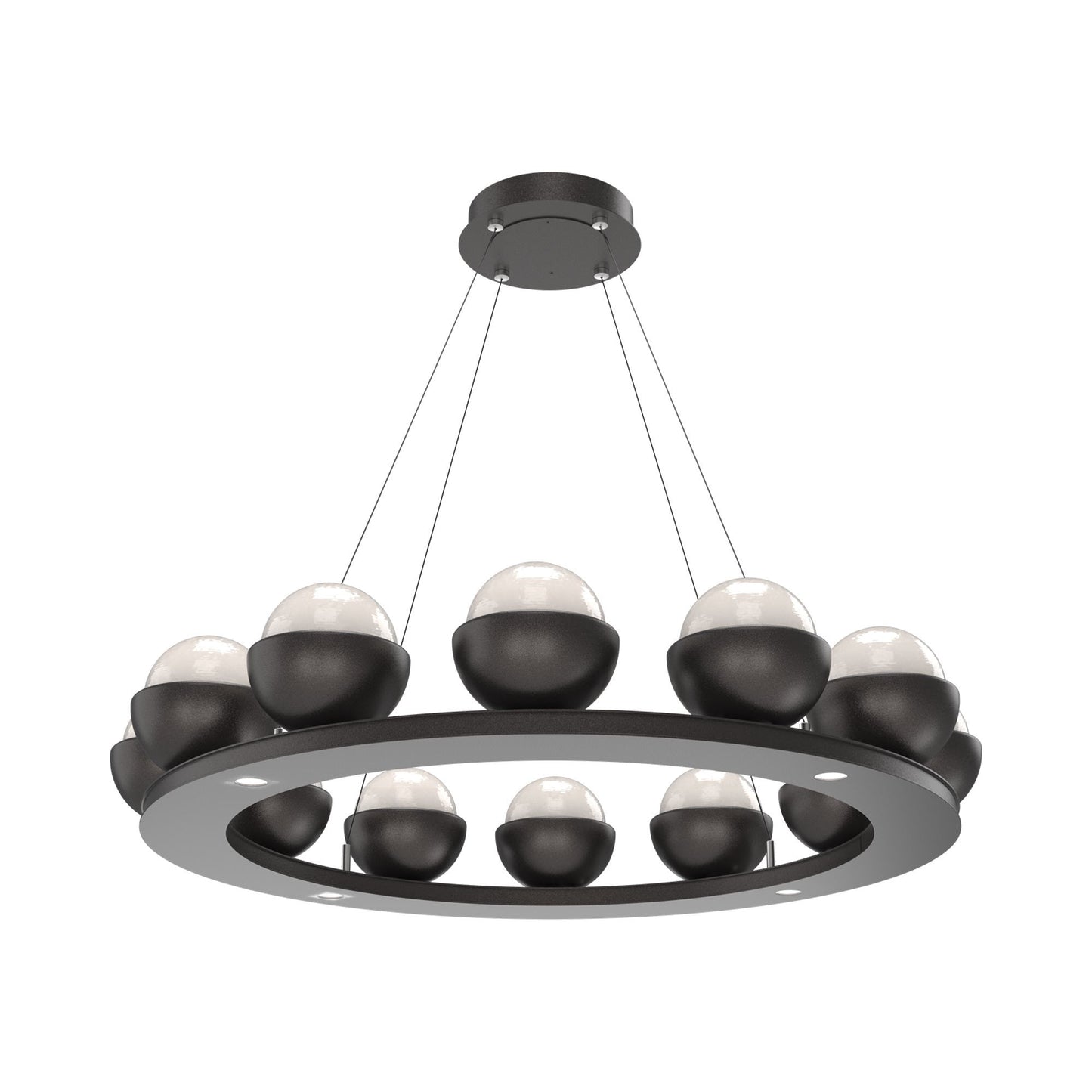 Cabochon Ring White LED Chandelier in Graphite/Matching Finish (36.7-Inch).
