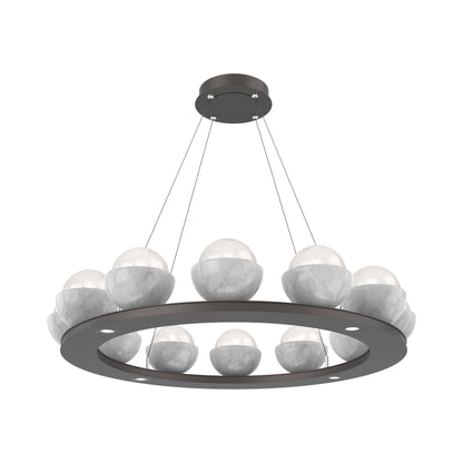 Cabochon Ring White LED Chandelier in Graphite/White Marble (36.7-Inch).