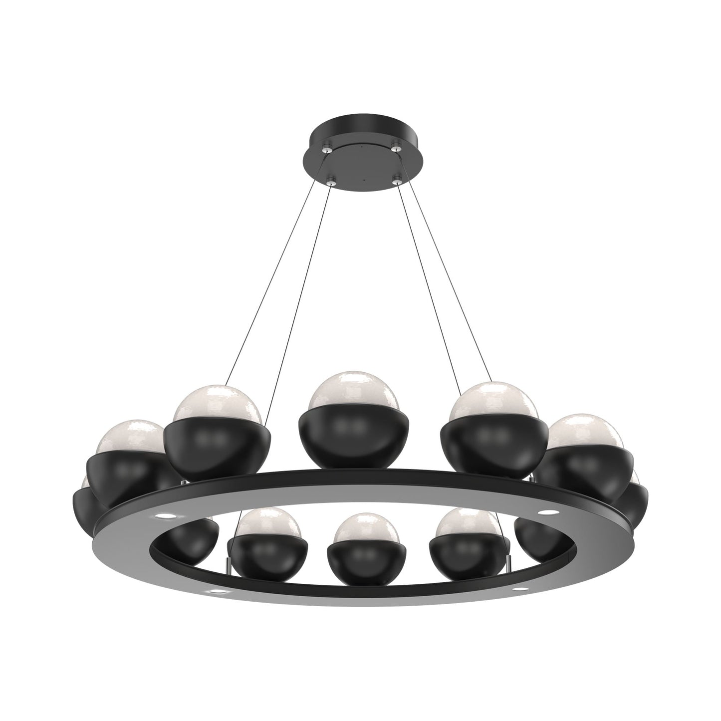 Cabochon Ring White LED Chandelier in Matte Black/Matching Finish (36.7-Inch).