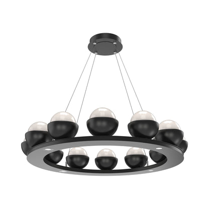 Cabochon Ring White LED Chandelier in Matte Black/Matching Finish (36.7-Inch).