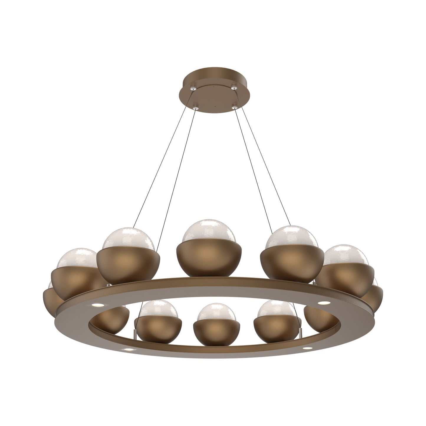 Cabochon Ring White LED Chandelier in Novel Brass/Matching Finish (36.7-Inch).
