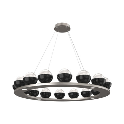 Cabochon Ring White LED Chandelier in Beige Silver/Black Marble (46.8-Inch).