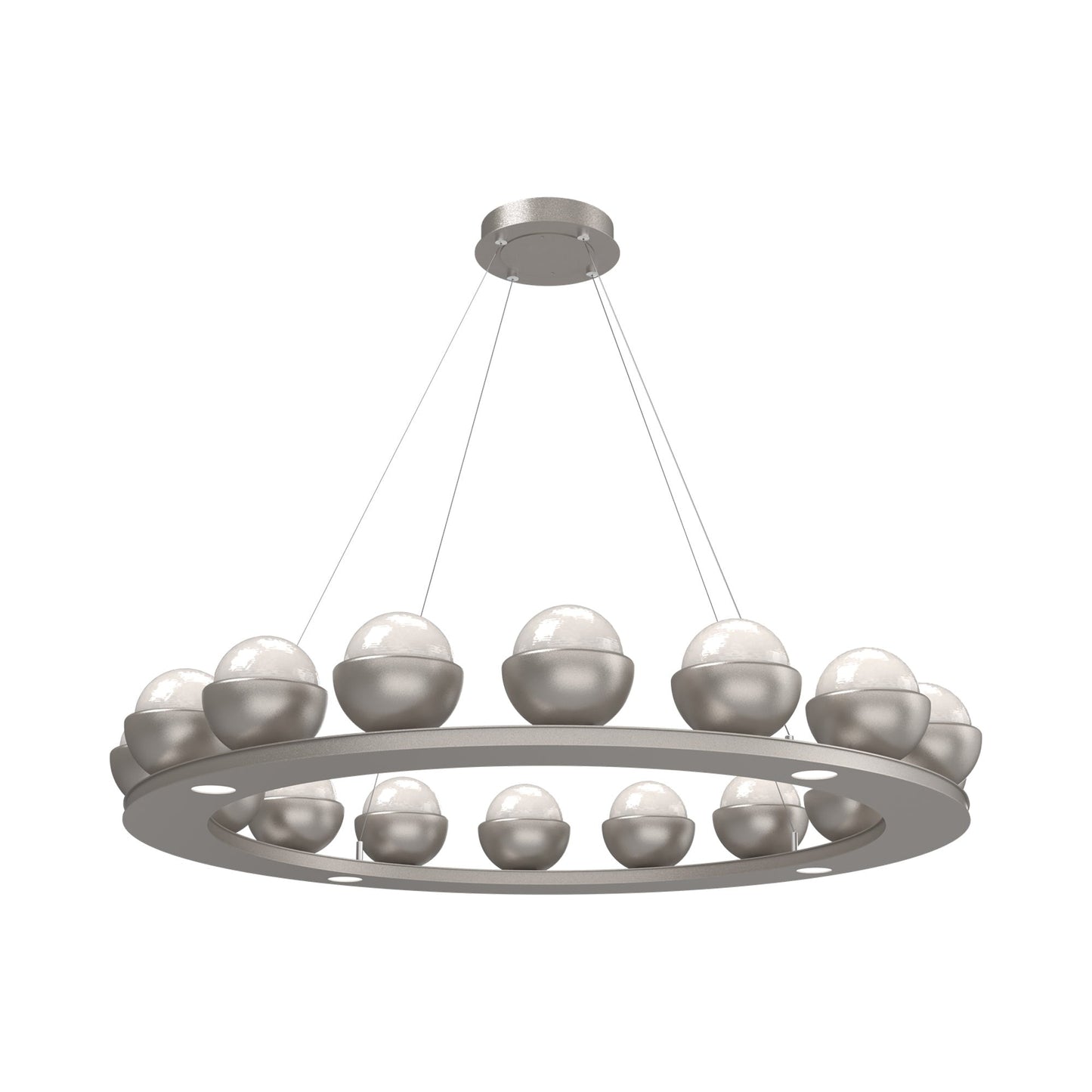 Cabochon Ring White LED Chandelier in Beige Silver/Matching Finish (46.8-Inch).