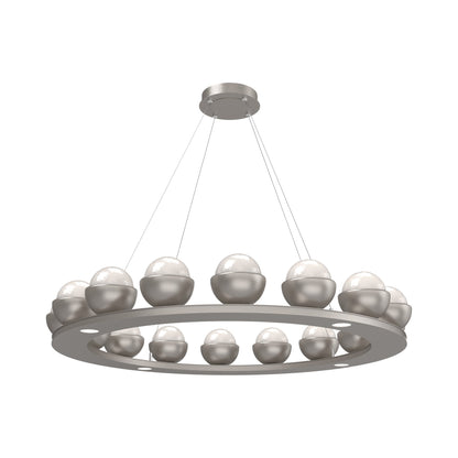 Cabochon Ring White LED Chandelier in Beige Silver/Matching Finish (46.8-Inch).