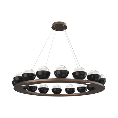 Cabochon Ring White LED Chandelier in Burnished Bronze/Black Marble (46.8-Inch).