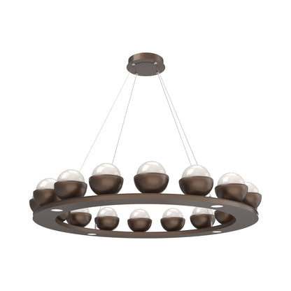 Cabochon Ring White LED Chandelier in Burnished Bronze/Matching Finish (46.8-Inch).