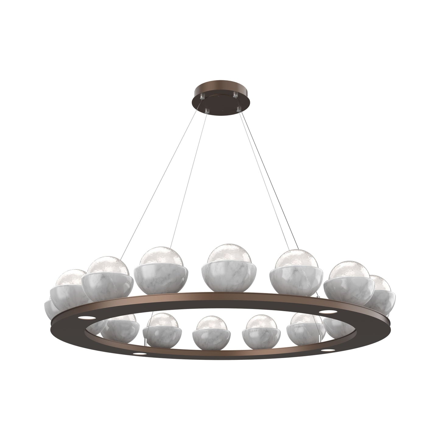 Cabochon Ring White LED Chandelier in Burnished Bronze/White Marble (46.8-Inch).