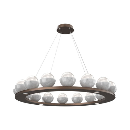 Cabochon Ring White LED Chandelier in Burnished Bronze/White Marble (46.8-Inch).