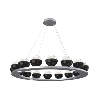 Cabochon Ring White LED Chandelier in Classic Silver/Black Marble (46.8-Inch).