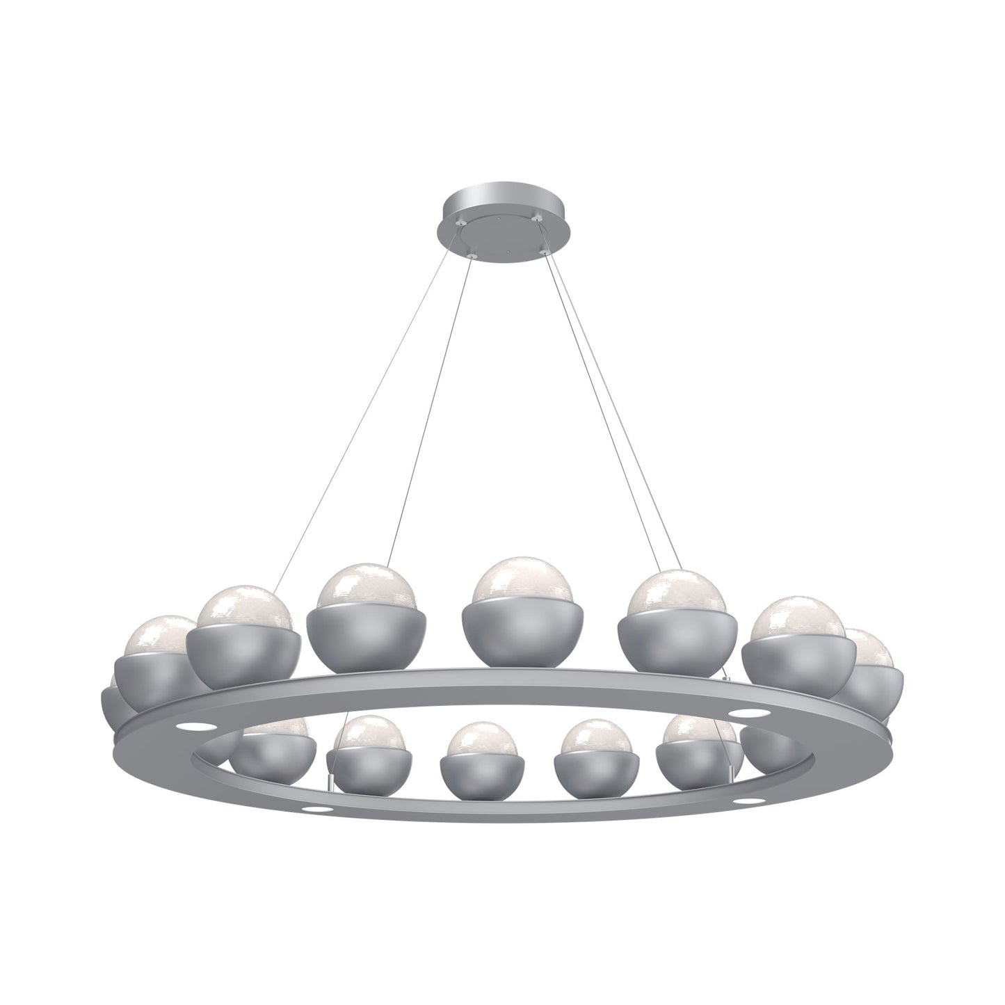 Cabochon Ring White LED Chandelier in Classic Silver/Matching Finish (46.8-Inch).