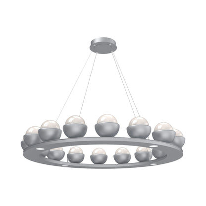 Cabochon Ring White LED Chandelier in Classic Silver/Matching Finish (46.8-Inch).