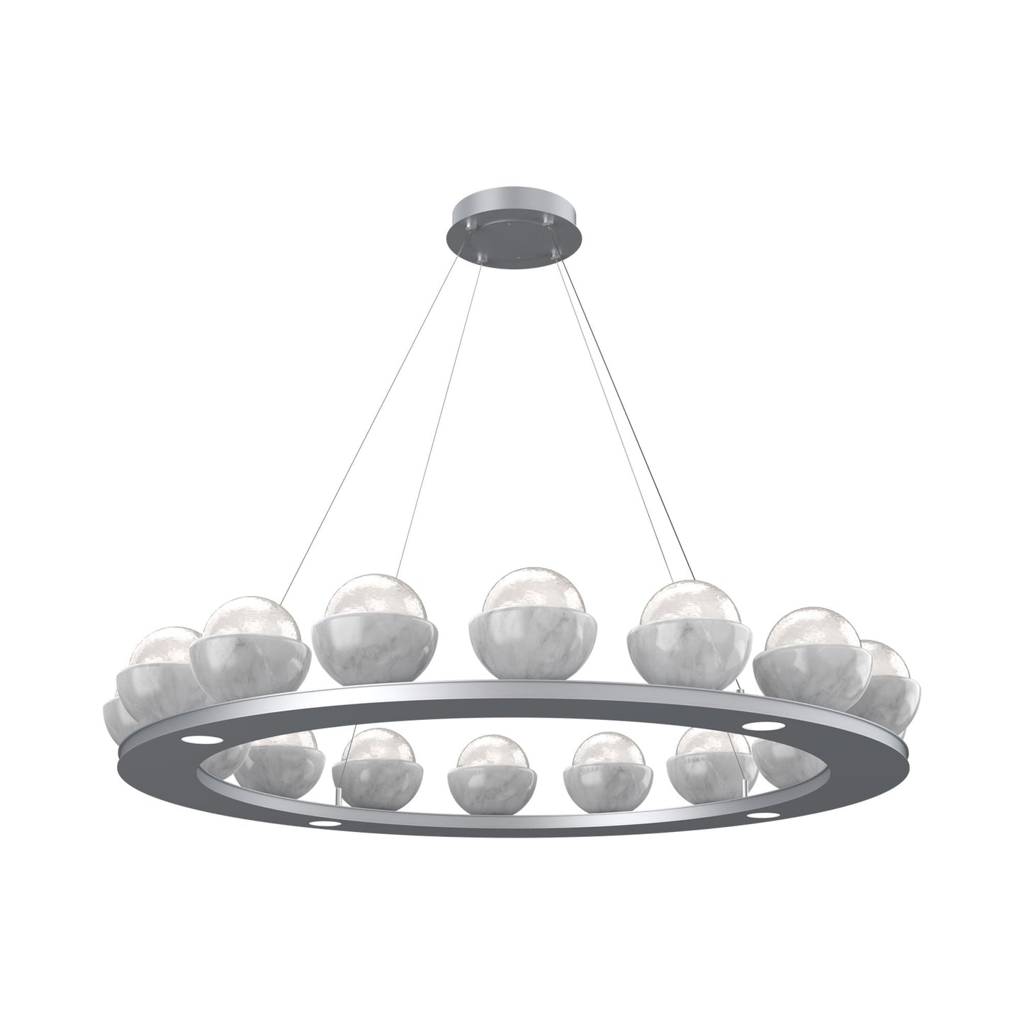 Cabochon Ring White LED Chandelier in Classic Silver/White Marble (46.8-Inch).