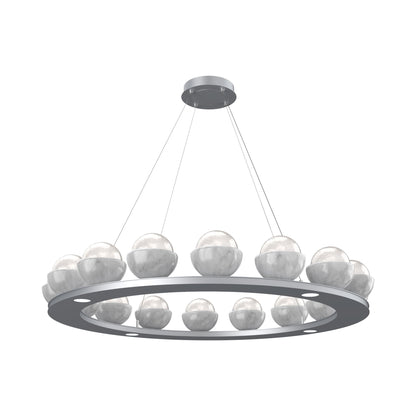 Cabochon Ring White LED Chandelier in Classic Silver/White Marble (46.8-Inch).