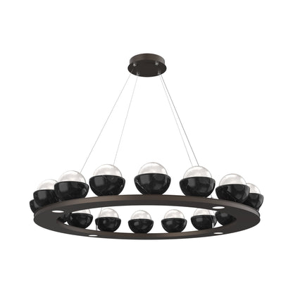 Cabochon Ring White LED Chandelier in Flat Bronze/Black Marble (46.8-Inch).