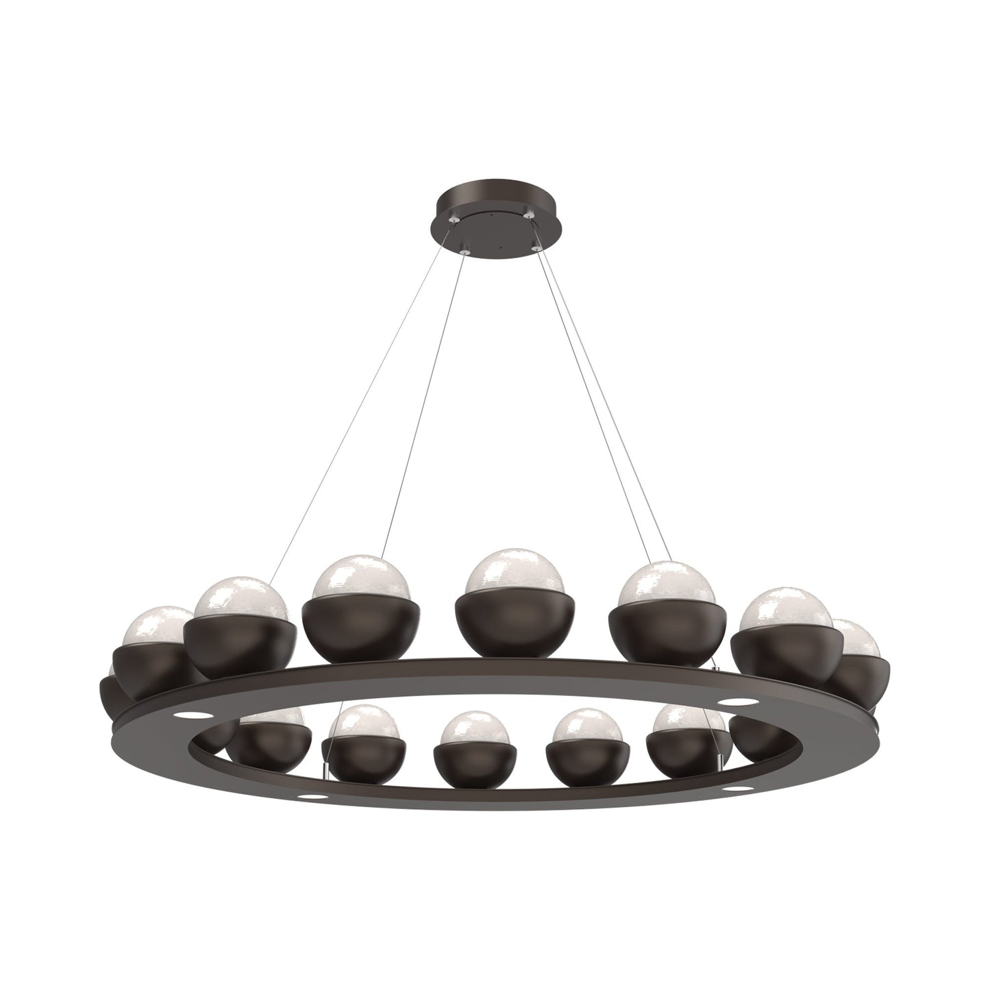 Cabochon Ring White LED Chandelier in Flat Bronze/Matching Finish (46.8-Inch).