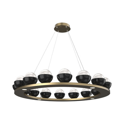 Cabochon Ring White LED Chandelier in Gilded Brass/Black Marble (46.8-Inch).
