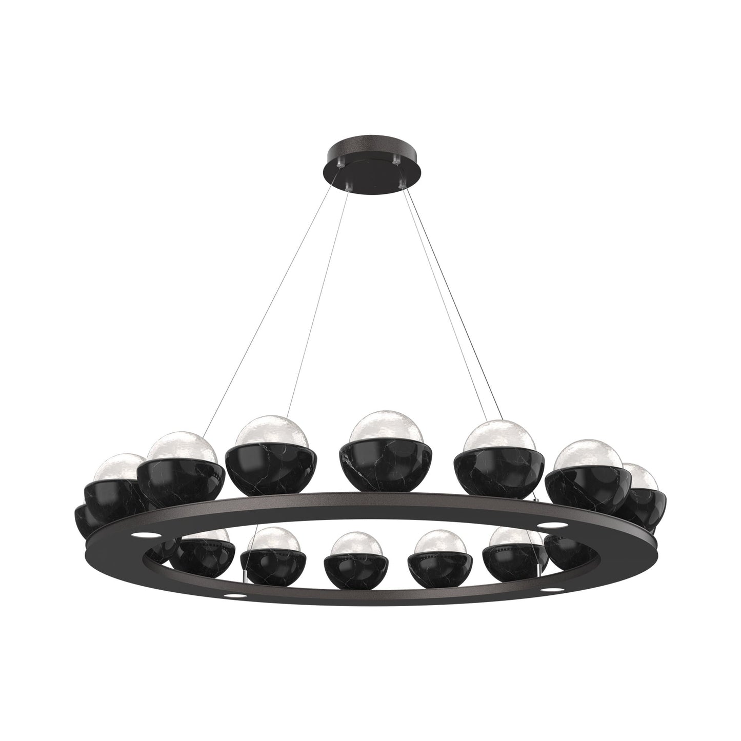 Cabochon Ring White LED Chandelier in Graphite/Black Marble (46.8-Inch).