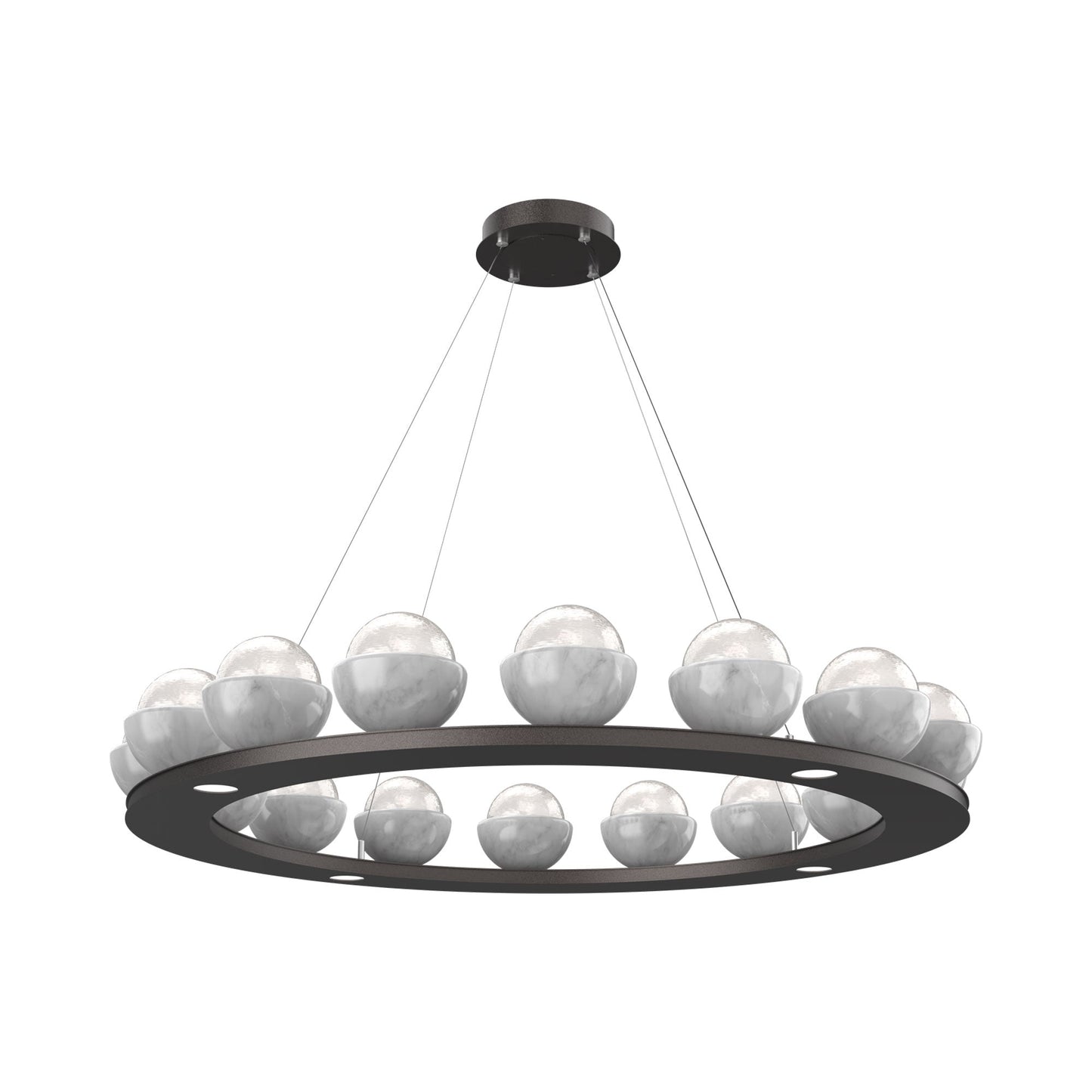 Cabochon Ring White LED Chandelier in Graphite/White Marble (46.8-Inch).