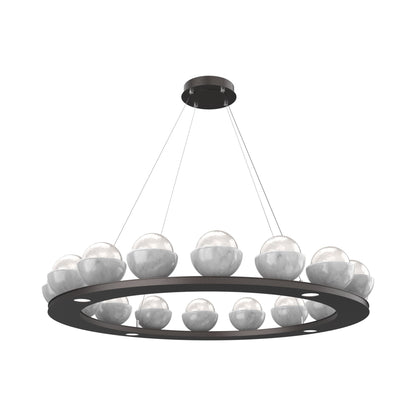 Cabochon Ring White LED Chandelier in Graphite/White Marble (46.8-Inch).