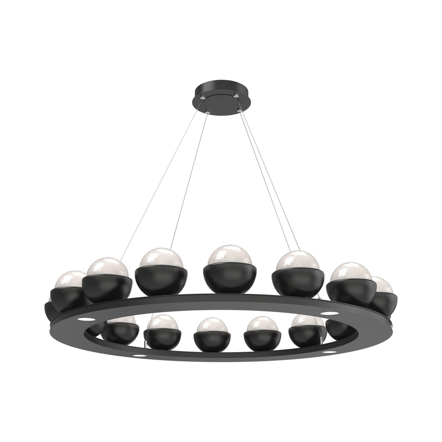 Cabochon Ring White LED Chandelier in Matte Black/Matching Finish (46.8-Inch).
