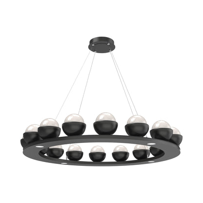 Cabochon Ring White LED Chandelier in Matte Black/Matching Finish (46.8-Inch).