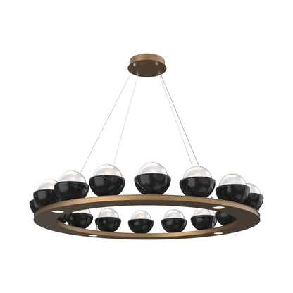 Cabochon Ring White LED Chandelier in Novel Brass/Black Marble (46.8-Inch).