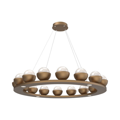 Cabochon Ring White LED Chandelier in Novel Brass/Matching Finish (46.8-Inch).