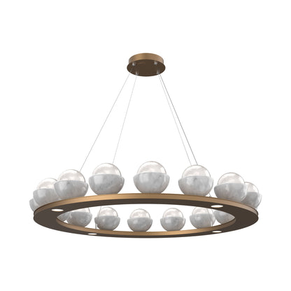Cabochon Ring White LED Chandelier in Novel Brass/White Marble (46.8-Inch).