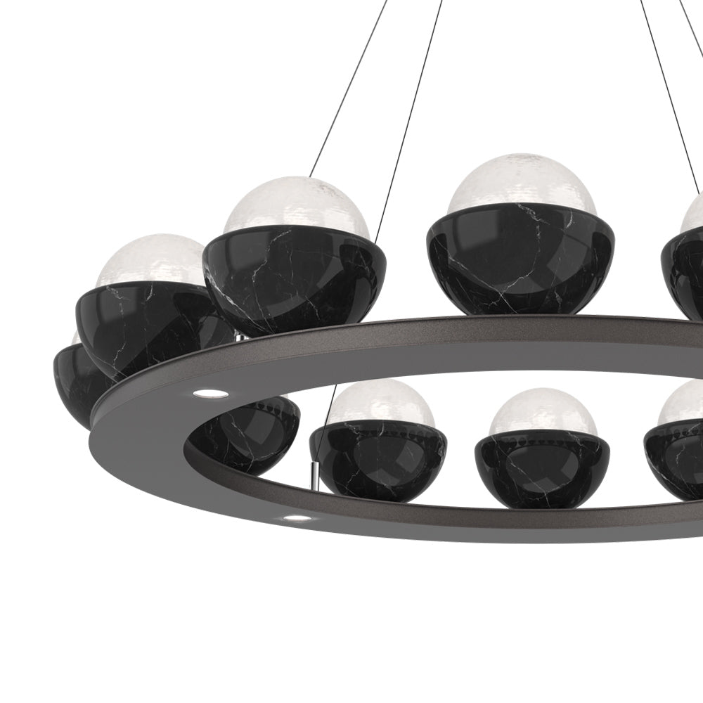 Cabochon Ring White LED Chandelier in Detail.