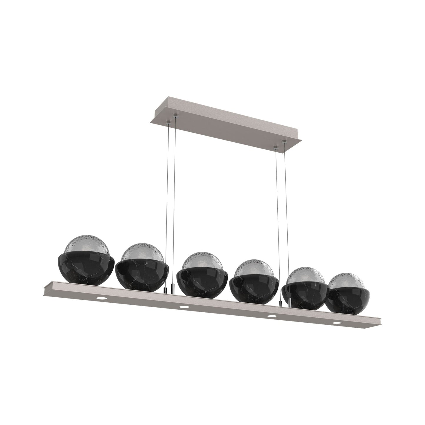 Cabochon Smoke Linear LED Chandelier in Beige Silver/Black Marble (44-Inch).