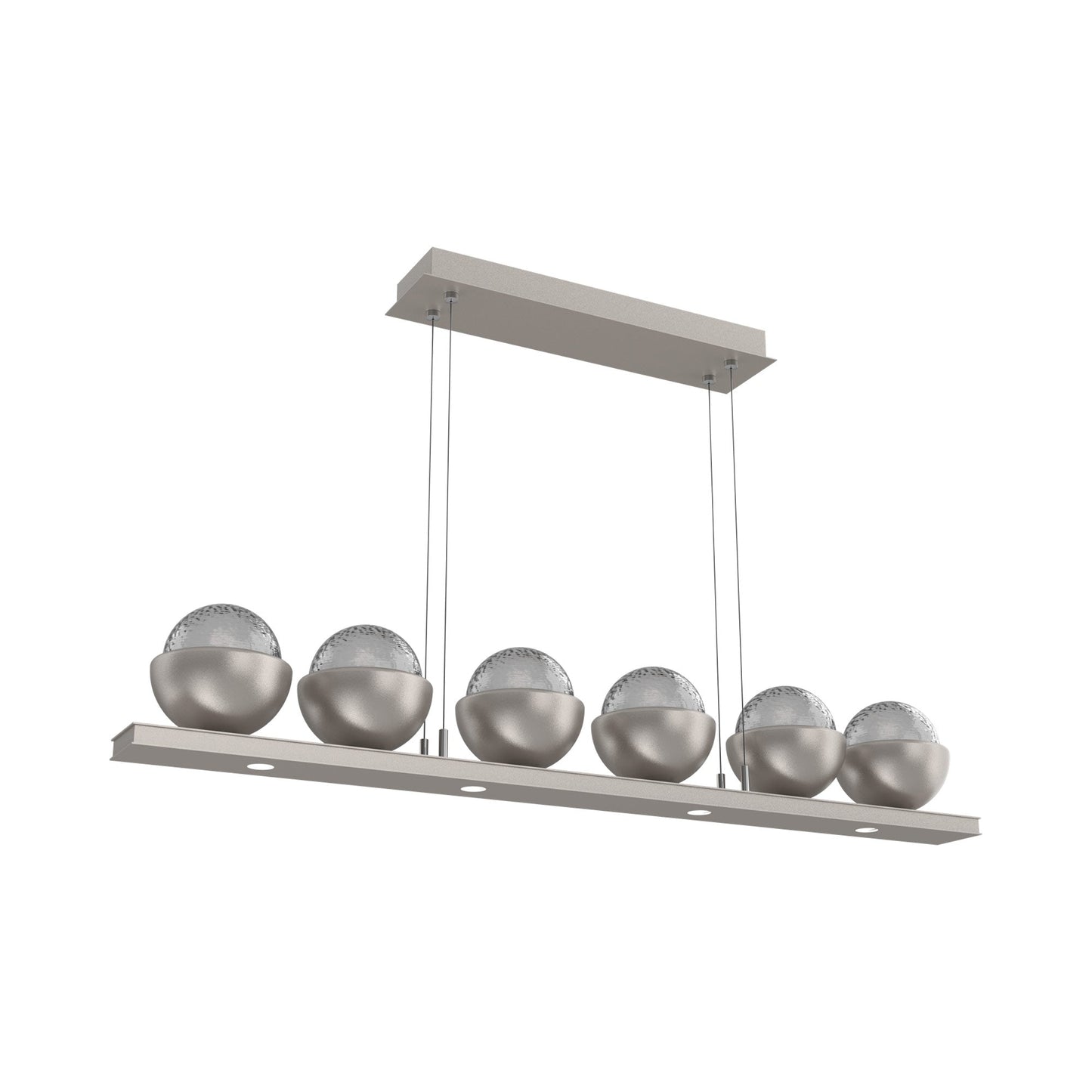 Cabochon Smoke Linear LED Chandelier in Beige Silver/Matching Finish (44-Inch).