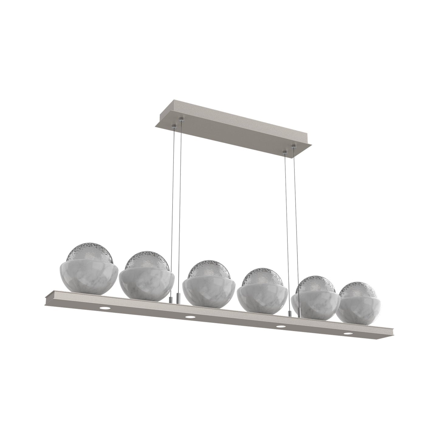 Cabochon Smoke Linear LED Chandelier in Beige Silver/White Marble (44-Inch).