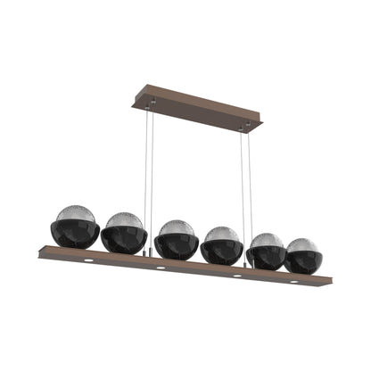 Cabochon Smoke Linear LED Chandelier in Burnished Bronze/Black Marble (44-Inch).