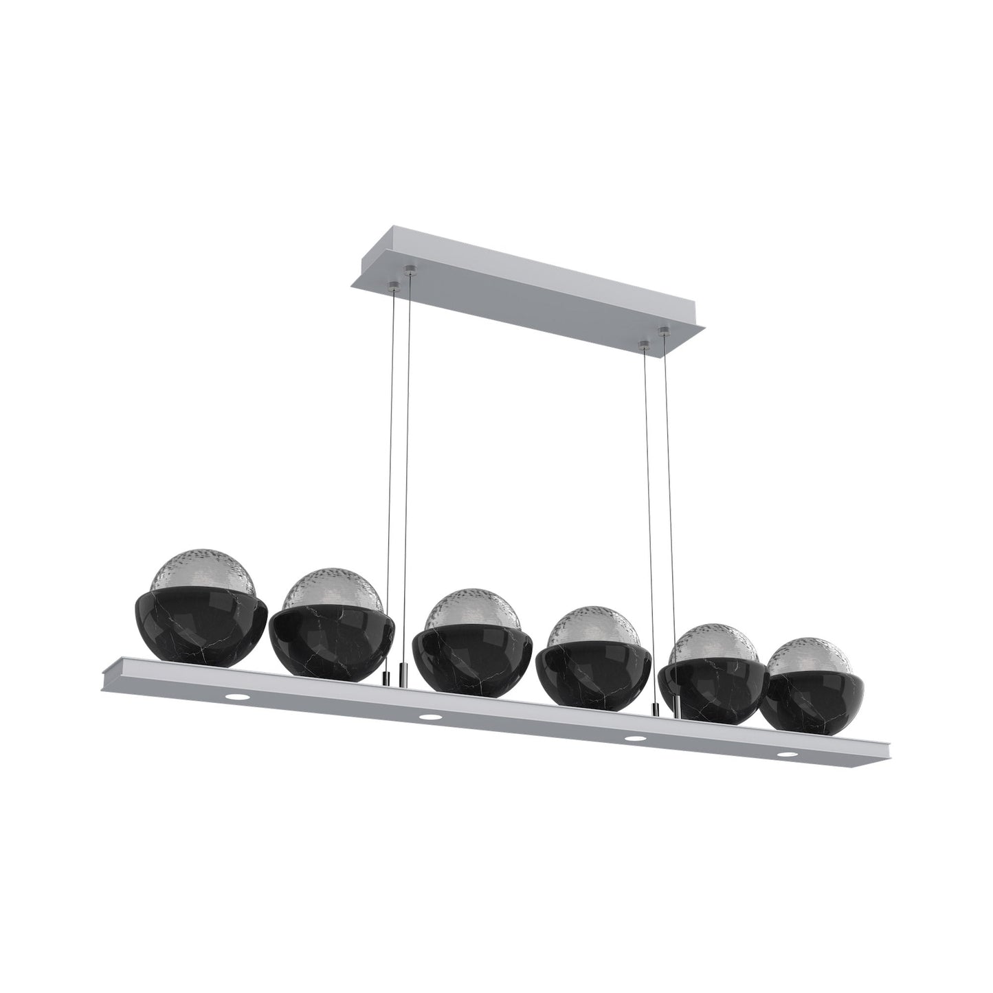 Cabochon Smoke Linear LED Chandelier in Classic Silver/Black Marble (44-Inch).