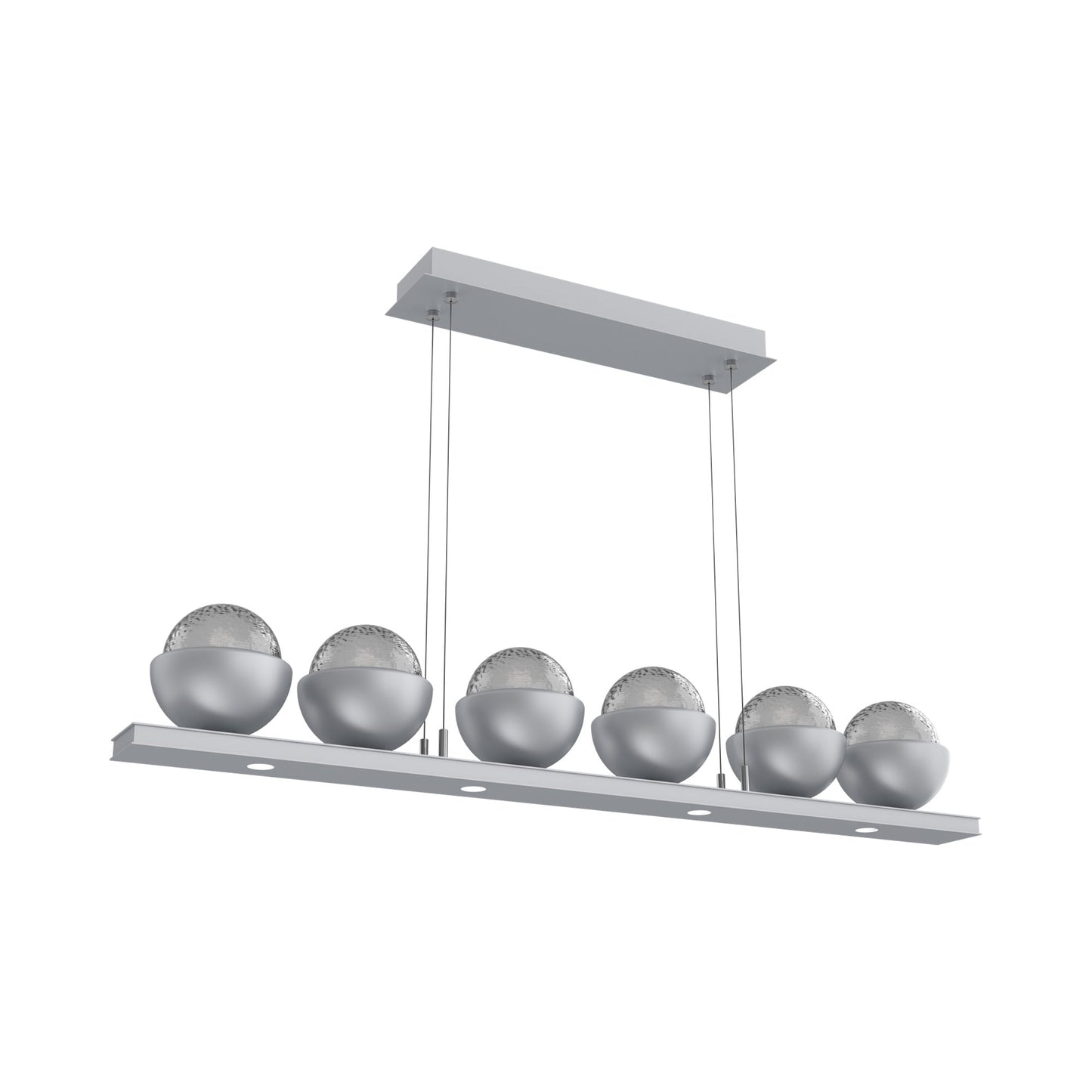 Cabochon Smoke Linear LED Chandelier in Classic Silver/Matching Finish (44-Inch).
