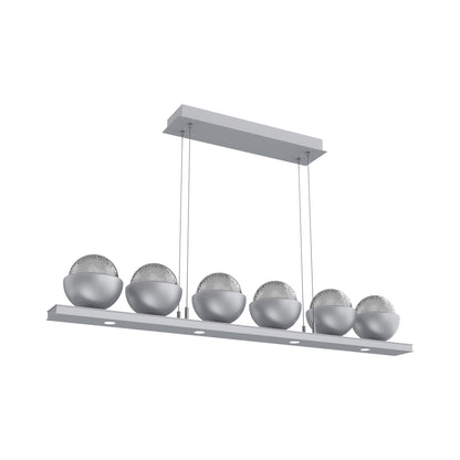 Cabochon Smoke Linear LED Chandelier in Classic Silver/Matching Finish (44-Inch).