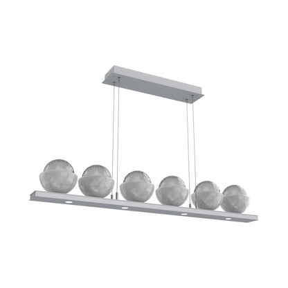 Cabochon Smoke Linear LED Chandelier in Classic Silver/White Marble (44-Inch).