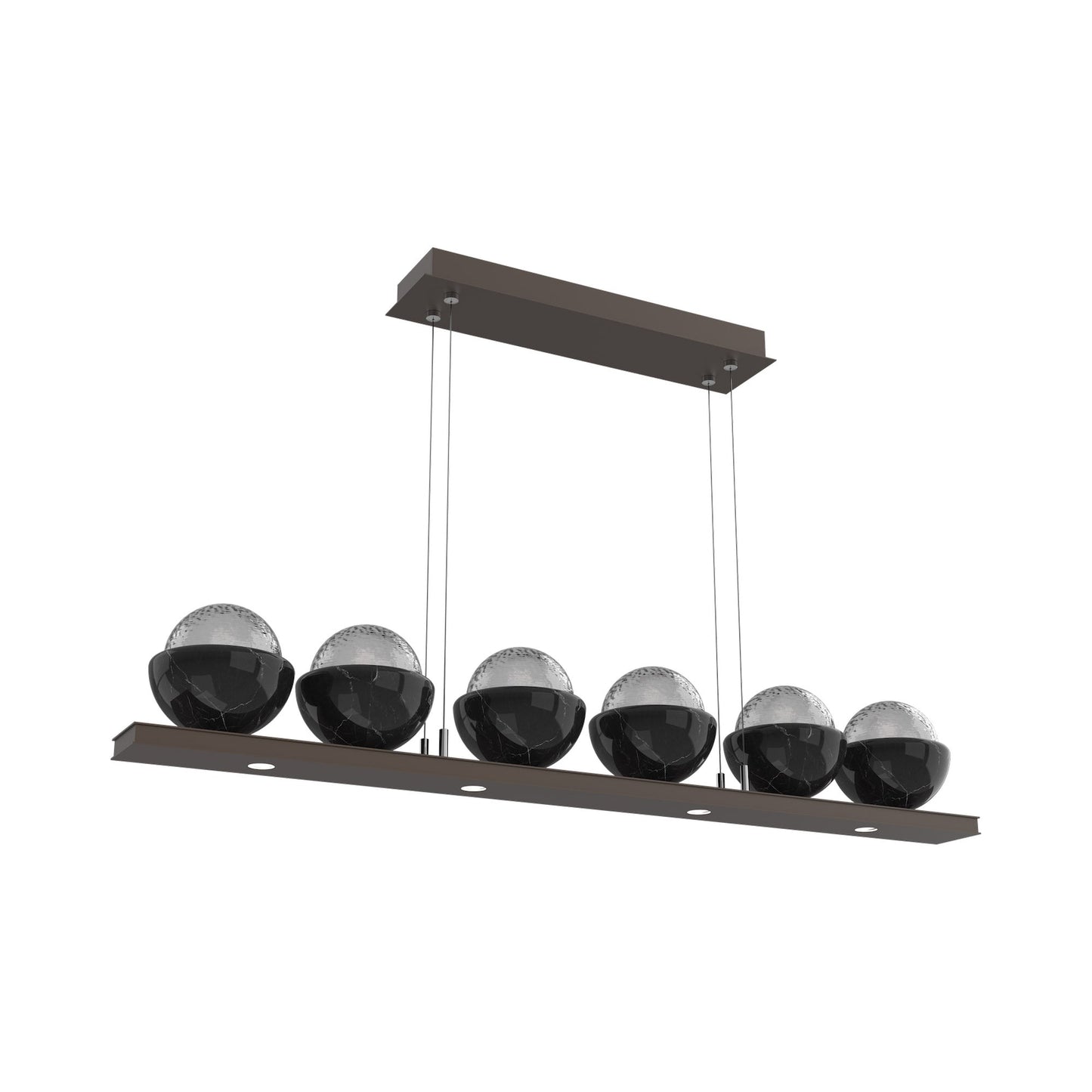 Cabochon Smoke Linear LED Chandelier in Flat Bronze/Black Marble (44-Inch).