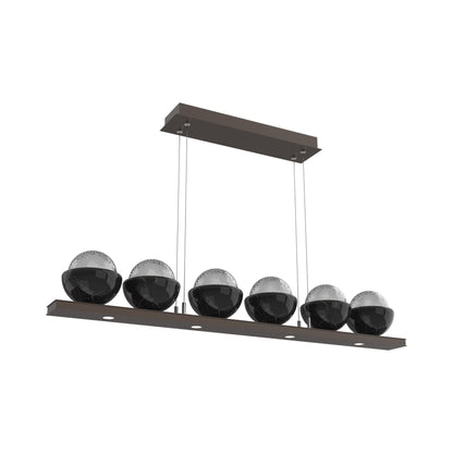 Cabochon Smoke Linear LED Chandelier in Flat Bronze/Black Marble (44-Inch).