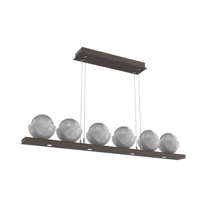 Cabochon Smoke Linear LED Chandelier in Flat Bronze/White Marble (44-Inch).