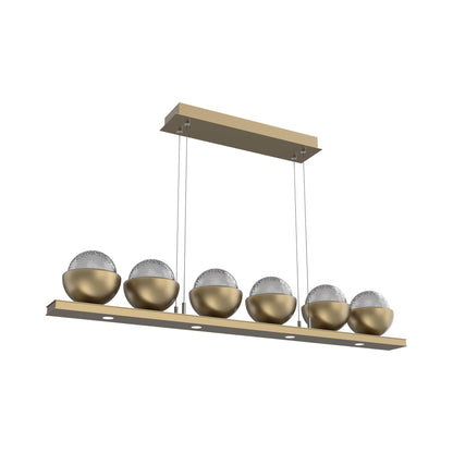 Cabochon Smoke Linear LED Chandelier in Gilded Brass/Matching Finish (44-Inch).