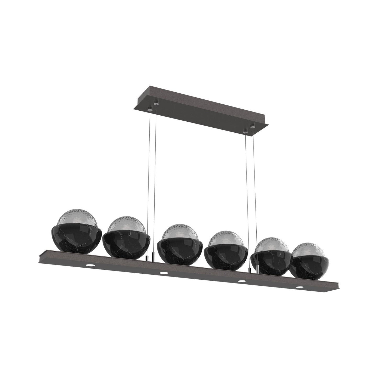 Cabochon Smoke Linear LED Chandelier in Graphite/Black Marble (44-Inch).