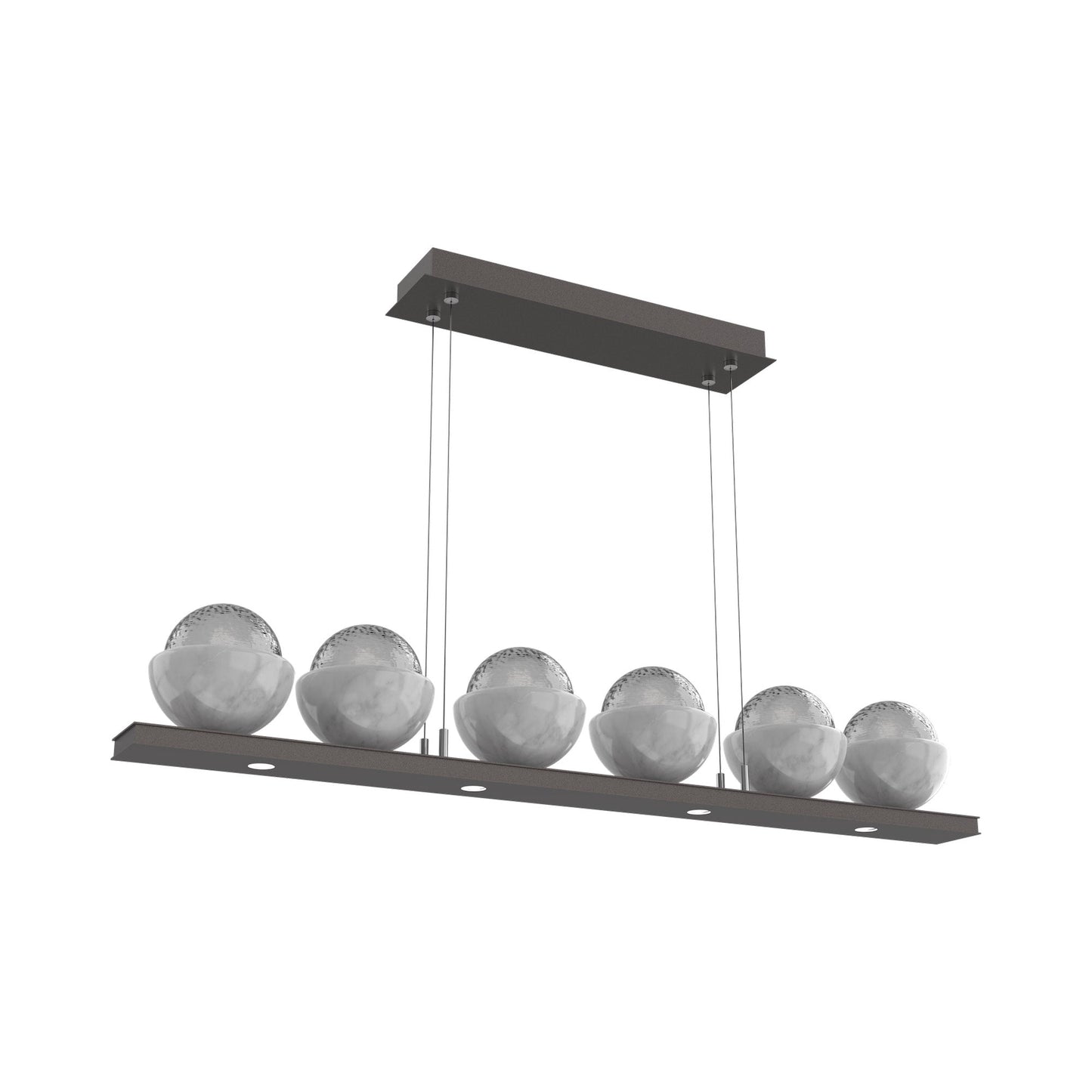 Cabochon Smoke Linear LED Chandelier in Graphite/White Marble (44-Inch).