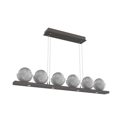Cabochon Smoke Linear LED Chandelier in Graphite/White Marble (44-Inch).