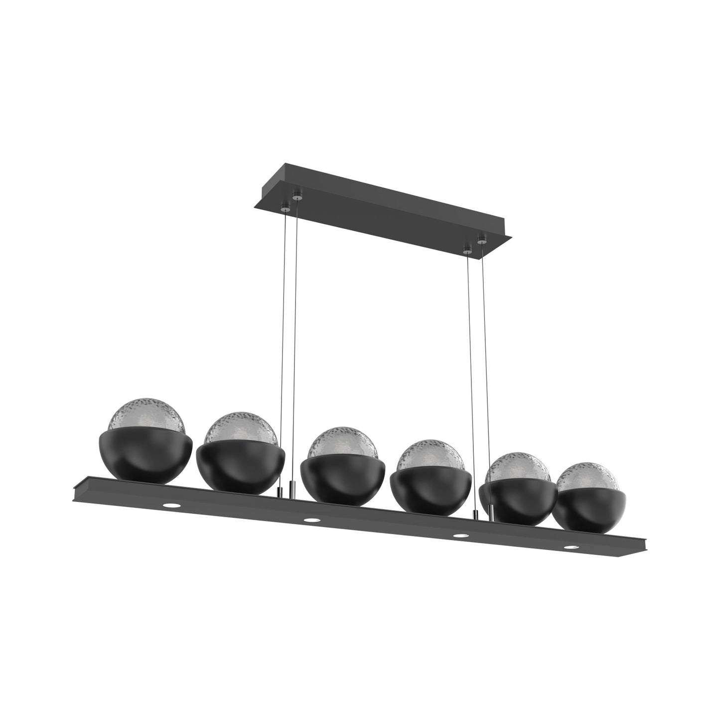 Cabochon Smoke Linear LED Chandelier in Matte Black/Matching Finish (44-Inch).